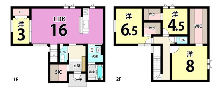 【間取り】
八幡西区浅川日の峯2丁目 新築戸建て♪角地♪オール電化♪太陽光パネル♪WIC♪浅川小まで徒歩約5分♪