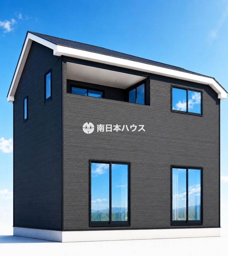 【外観】
掲載の外観パースは、図面を基に作成した完成予想図です。実際の建物とは、色味・質感・形状・外構・植栽・周辺環境などが異なる場合があります。あらかじめご了承ください。