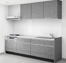 ■キッチン■
料理をしながら会話が弾むカウンターキッチン。空間を引き締める人気のグレーカラーを採用し、毎日の料理が楽しくなるお洒落なデザインです。※画像はイメージです。