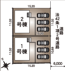 【区画図】カースペース3台(車種による)