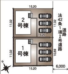 【区画図】カースペース3台(車種による)