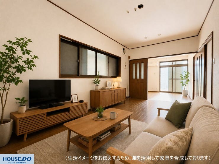 【リビング】
木の温もりが心地よい、落ち着いたインテリアの広々としたリビングです。隣接する部屋への見通しが良く、柔らかな光が室内全体に広がる、ゆったりと過ごせる住まいです♪