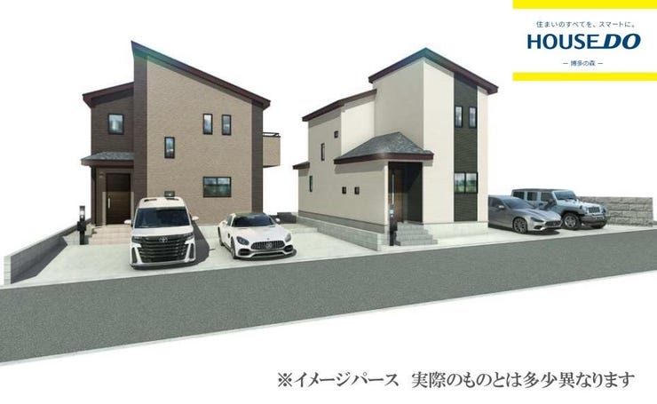 【外観】
完成イメージです♪
2026年9月完成予定
◎3台並列駐車可♪
◎LDK広々20帖!畳コーナー有♪
◎SICやパントリー、WIC等収納充実!