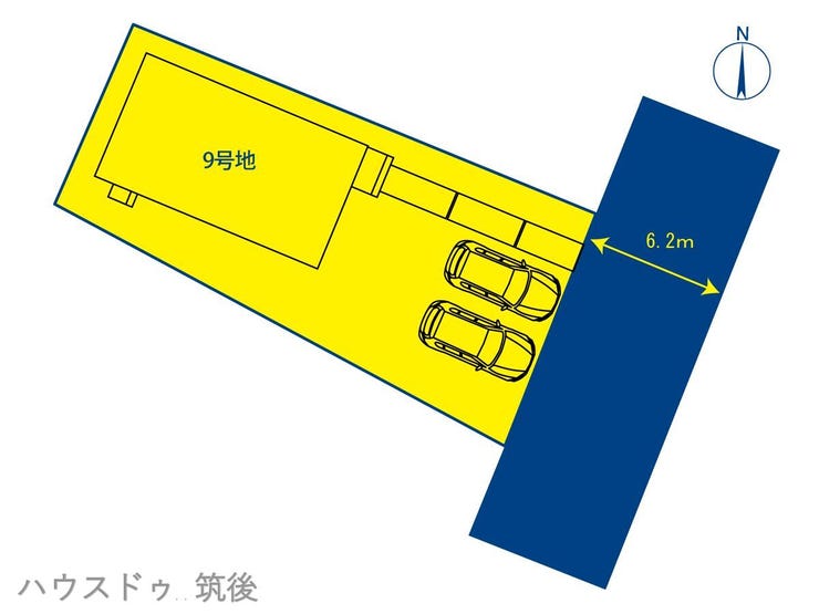 【区画図】
敷地ゆったり。駐車スペースは複数台確保可能です