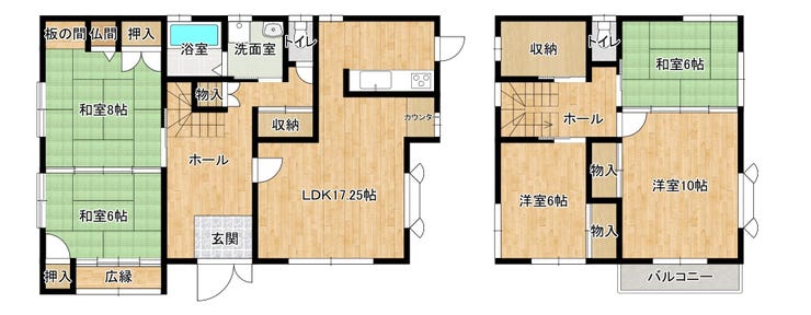 【間取り】
5SLDKのゆったりとした間取り。
南に面しているため、陽の光もよく入る、明るいお家です♪
※リフォーム後の間取りです