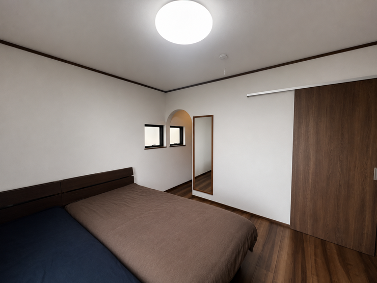全室洋室なので、お掃除が楽に行えます!家事の手間が省けるのが嬉しいですね!
※AIにて家具以外の物を消去する加工をしています。