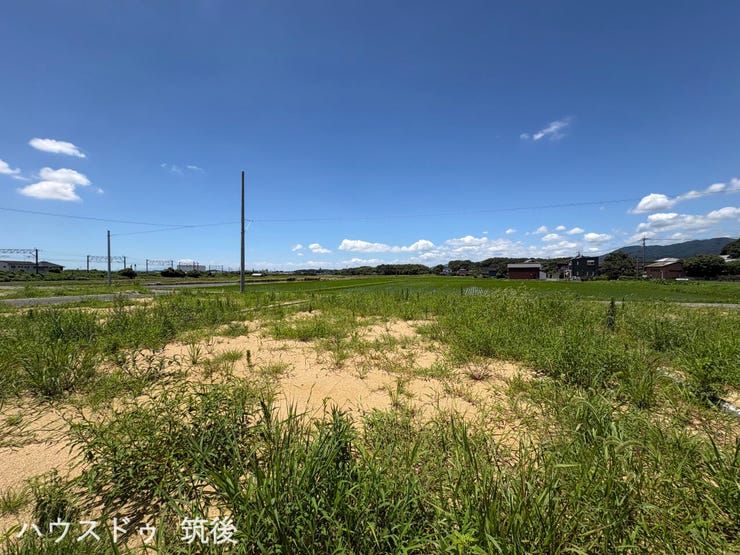 【5号地:外観】86.41坪のゆとりある平坦な敷地です。敷地全体を有効に活用しやすく、人気の平屋プラン、並列での複数台駐車、広いお庭など理想の配置が可能です。