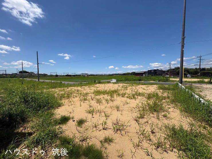 【9号地:外観】高低差のない平坦な敷地形状です。60.51坪のスペースを隅々まで有効に活用しやすく、カースペースや間取りの配置計画がスムーズ。