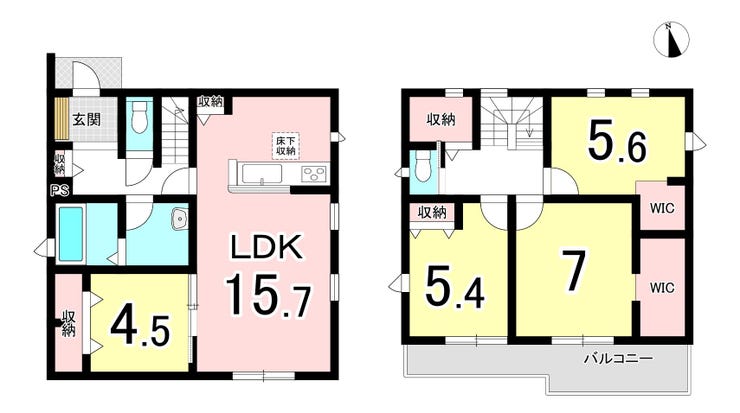 【間取り】
【1階に一部屋ある便利な間取り】
1階に客間として使える洋室があり、パブリックとプライベートの空間を分けられます♪
ゲストを気軽にお迎えしつつ、家族のプライベートな時間も大切にできる間取りです。