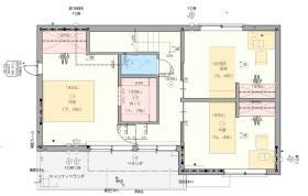 2階平面図：寝室や子ども部屋、収納などを配置した2階の間取りプランです。
【建物価格】3400万円　※付帯工事・外構工事別
【間取図】3LDK
【建物面積】100.33㎡