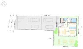 配置図：敷地内の建物配置や駐車スペースのプランです。
【建物価格】3500万円　※付帯工事・外構工事別
【間取図】3LDK
【建物面積】103.47㎡