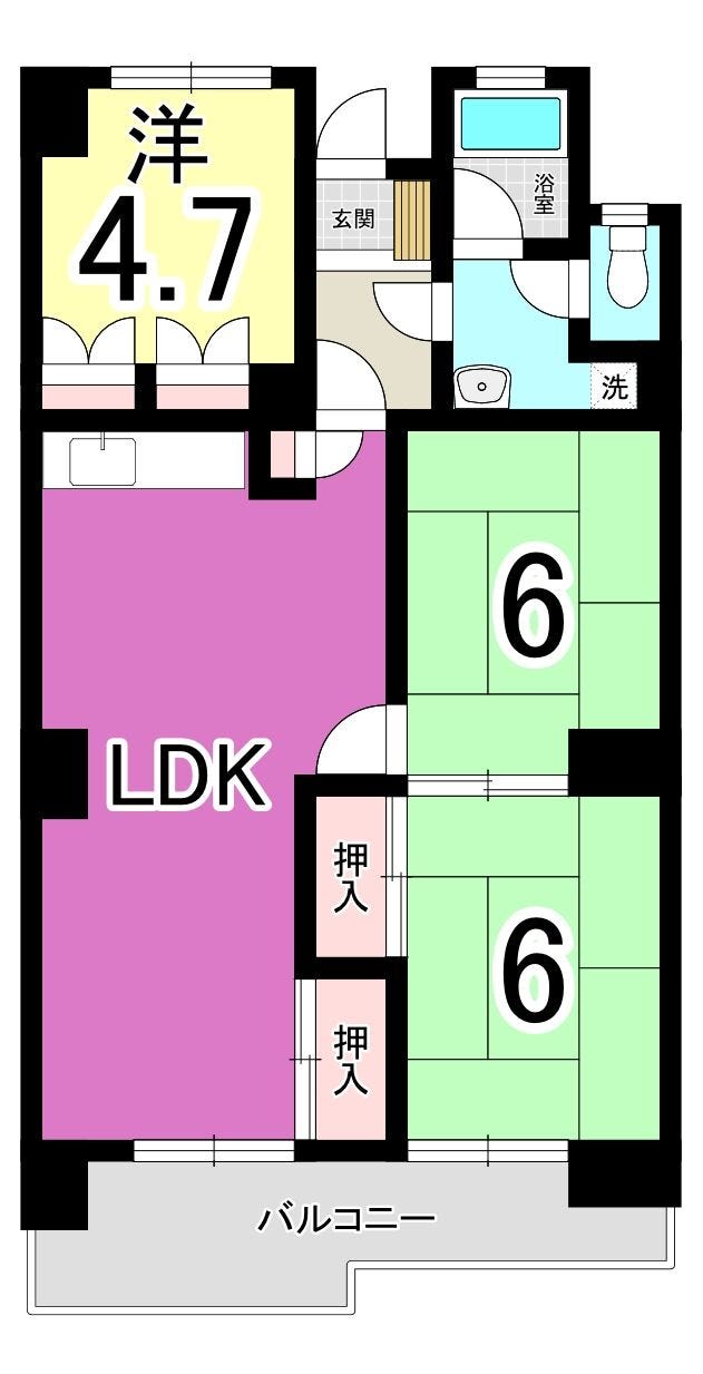 【間取り】
【最上階】第22プリンスマンション♪穴生小・中学校♪都市ガス♪オートロック♪日当たり良好♪