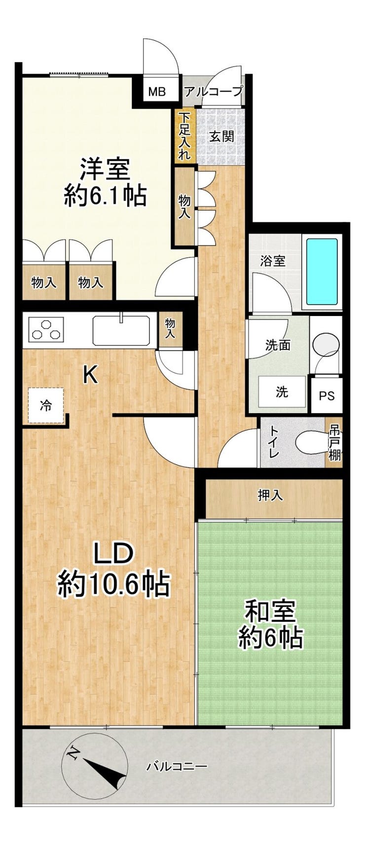 【間取り】
◇幅広い世帯に嬉しい2LDKの間取り♪
→南西向きで心地よい陽光が差し込む住空間
→居住性と収納力を両立