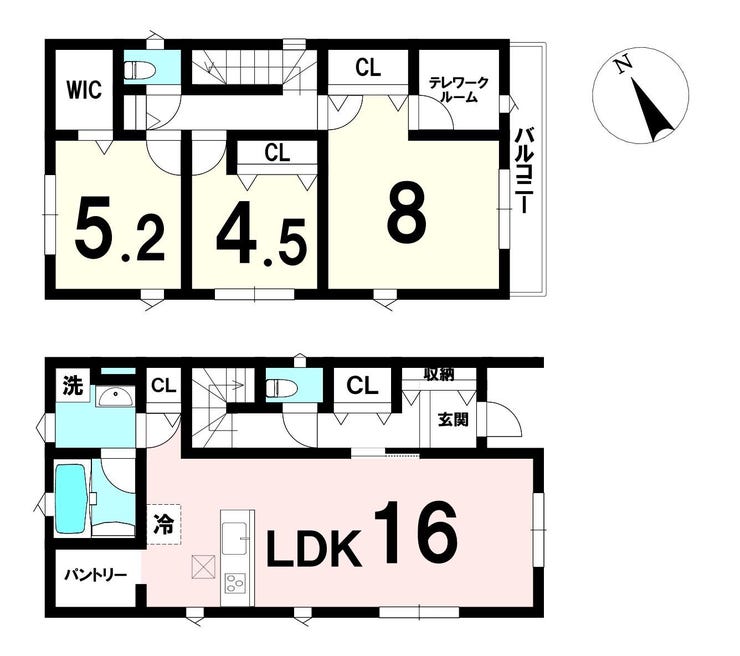 【間取り】
LDKを中心に家族が集まりやすい配置で、2階に居室をまとめた使いやすい3LDK。新築ならではの快適性と収納計画で、日々の暮らしが整う間取りです。