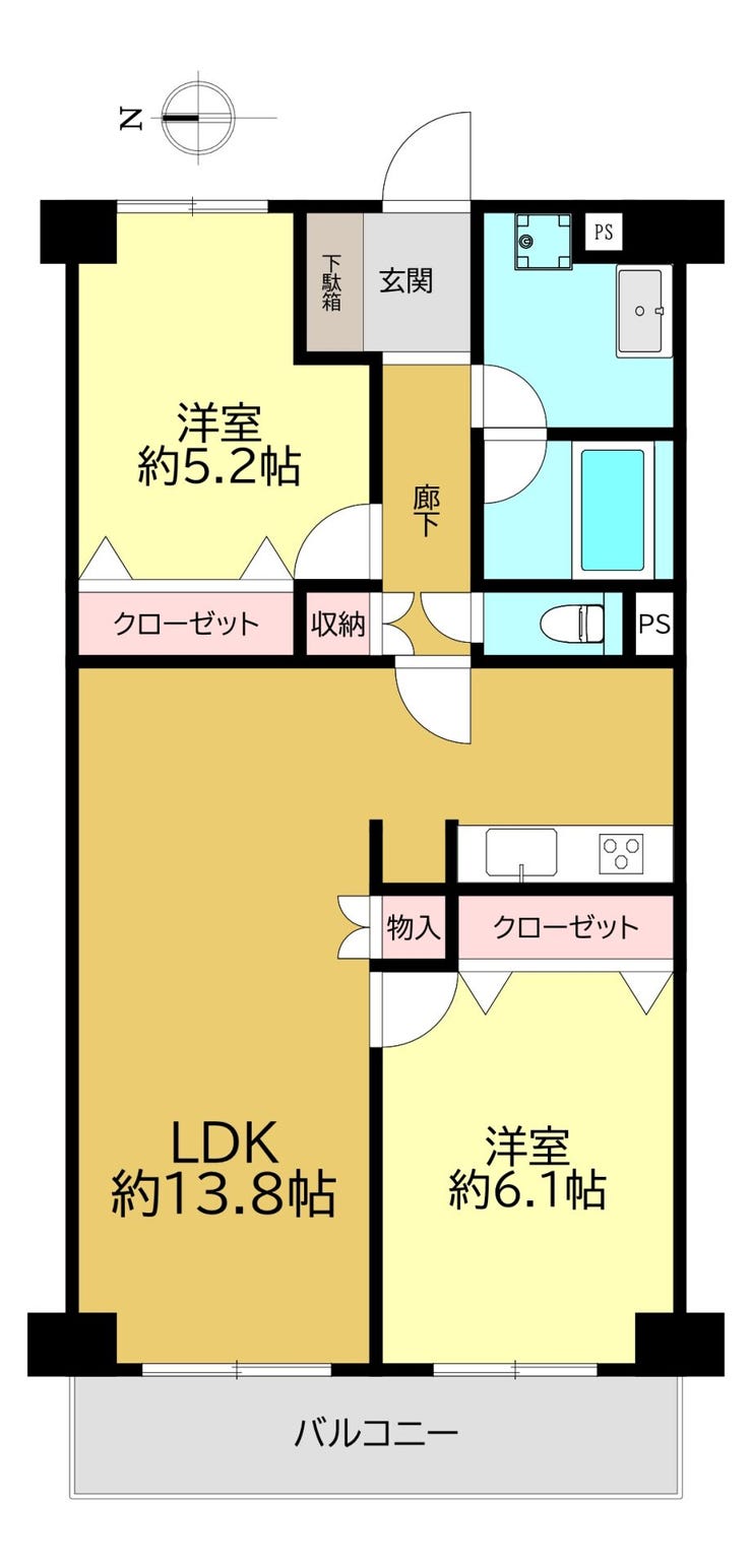 【間取り】
2LDK(58.85㎡)