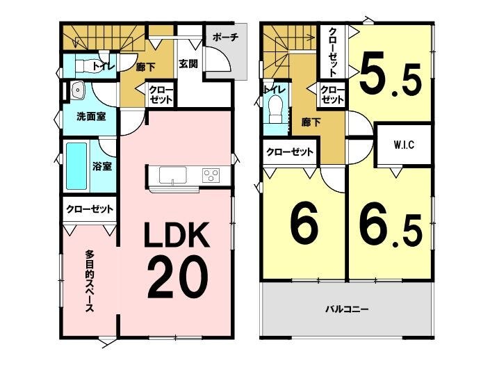 【間取り】
4LDKSの間取り。各部屋に収納があります。