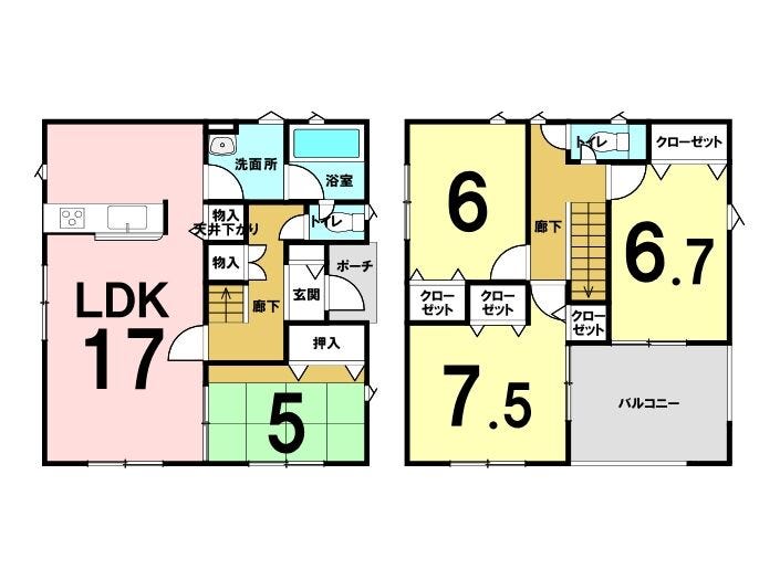 【間取り】
4LDKの間取り。各部屋に収納があります。