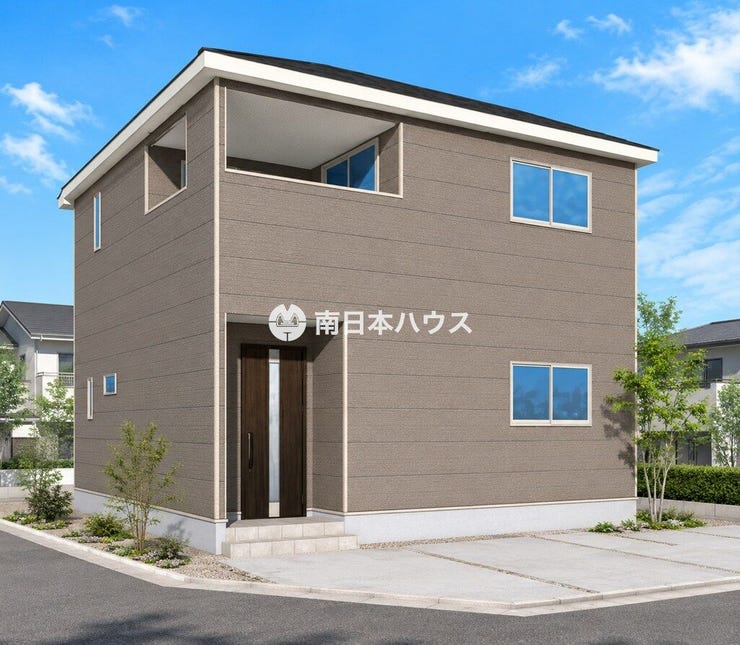 【外観】
掲載の外観パースは、図面を基に作成した完成予想図です。実際の建物とは、色味・質感・形状・外構・植栽・周辺環境などが異なる場合があります。あらかじめご了承ください。