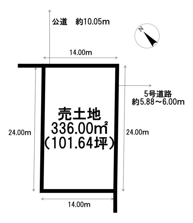 【区画図】
角地・間口が広く、駐車等しやすい形状の土地です。