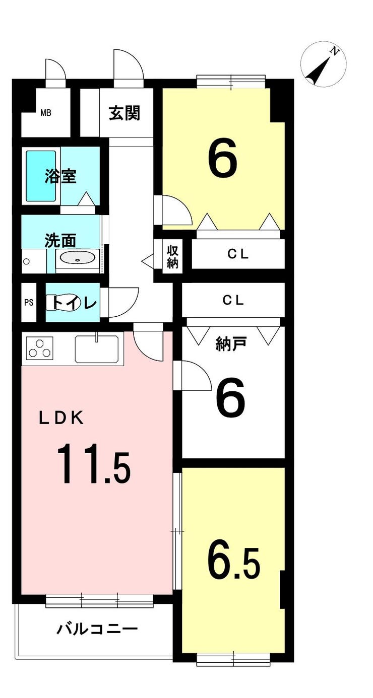 【間取り】
南東向きで日当たり良好なお部屋です。