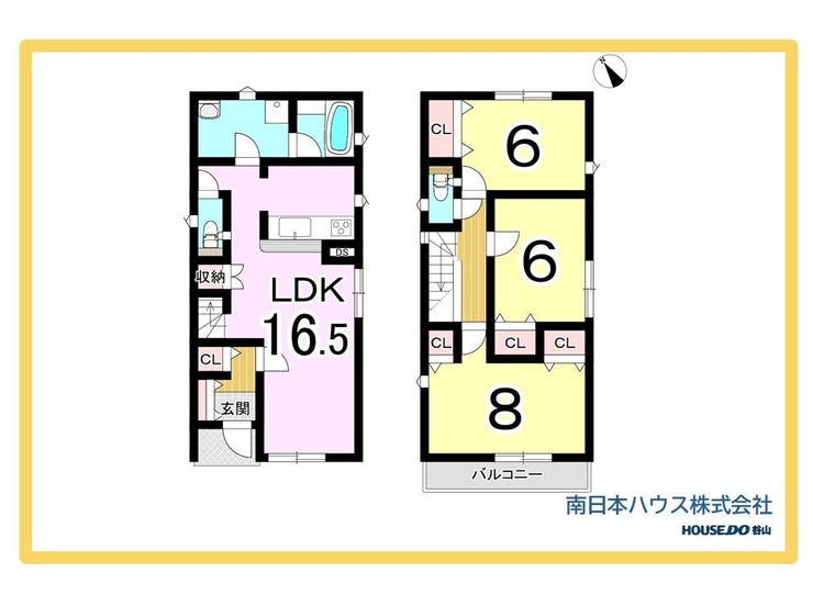 【間取り】
リビング広々16.5帖、全居室収納のゆとりの3LDKです。