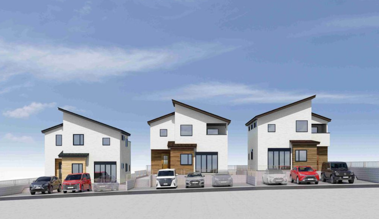 【外観】
■所在地:太宰府市石坂2丁目(1号棟)
■建物構造:木造
■駐車台数:2台
■現況:2026年9月完成予定
■引渡日:相談