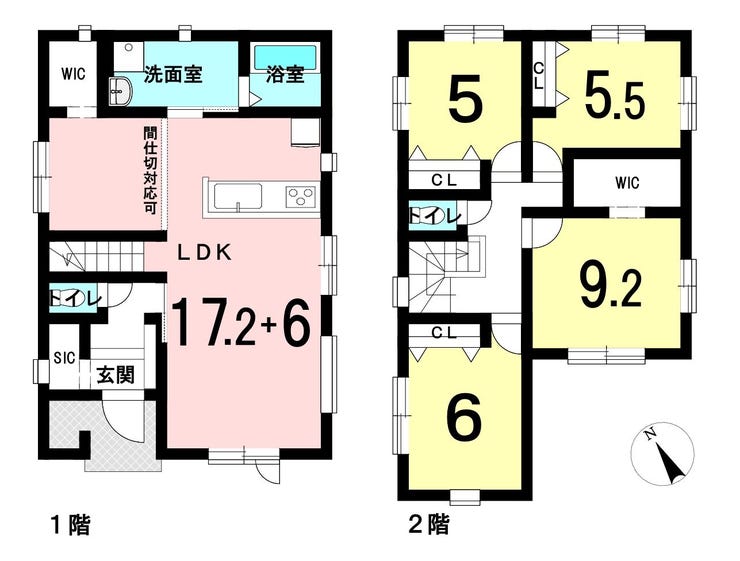 【間取り】
間仕切り対応可能でLDK23.2→17.2+6帖へ変更も可能!ライフステージにあわせて柔軟に対応可能です。南西向きで日当たり良好♪コミュニケーションのとりやすいカウンターキッチン・リビング階段を採用!