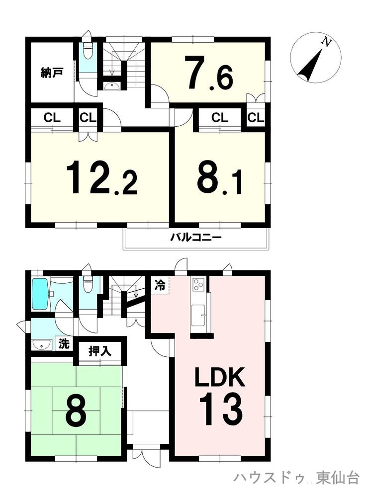 【間取り】
敷地面積226.95㎡、建物面積133.99㎡、4LDK+S