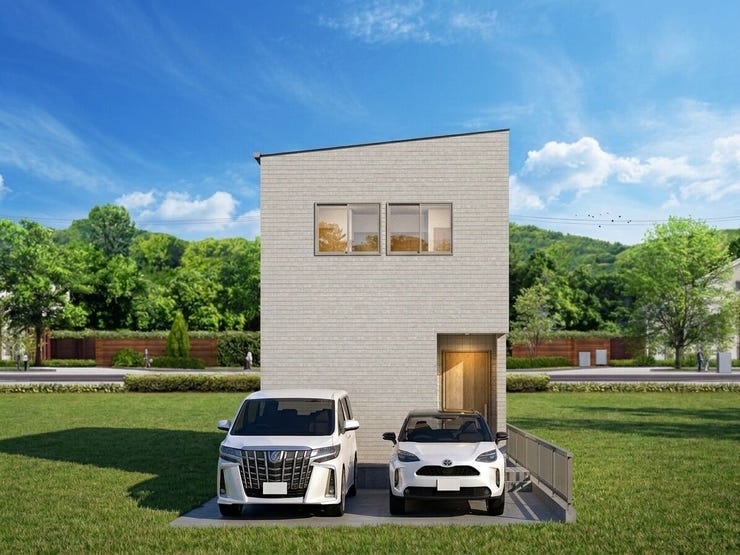 【外観】
▼建物プラン例(外観パース)
※建物価格:1990万円
※宅地建物販売価格:5180万円(税込)/対象のプランを採用した場合
※上記金額は、上下水道・ガス管の引込費用を含んでおりません。