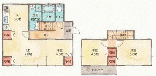 【間取り】
3LDKの間取り図です