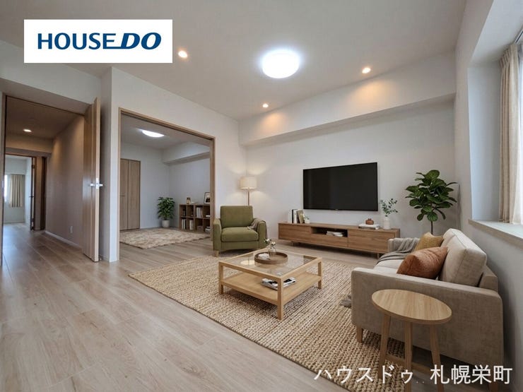【リビング】
■LDK(約15.1帖)■
バルコニーから陽光が差し込む、明るく開放的なリビングダイニング。ご家族でゆったりと寛げる憩いの空間です。家具の配置がしやすい間取りです。※画像は加工を施しております。