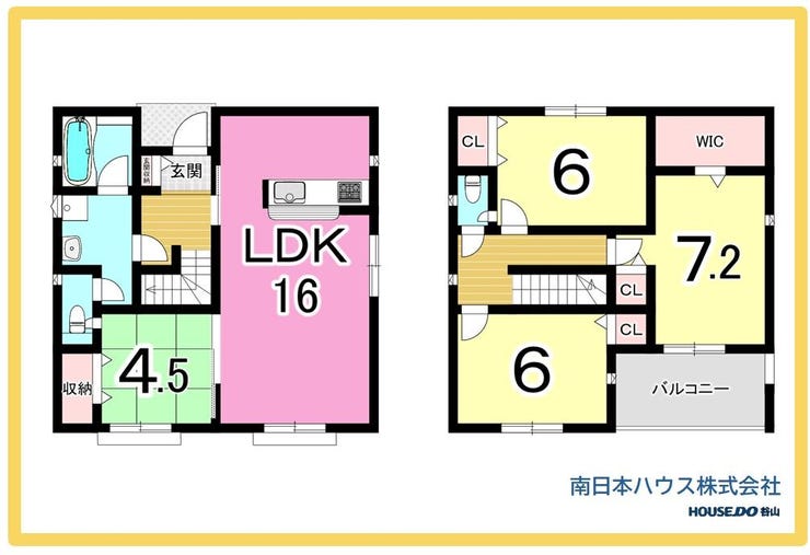 【間取り】
16帖のLDKと4.5帖の和室を備えた4LDK。主寝室にはWICがあり、収納も充実した間取りです。