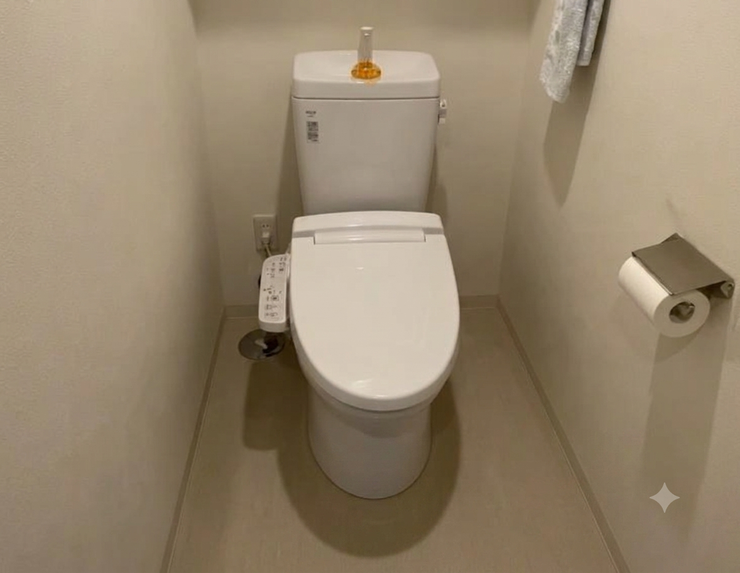 清潔感あふれるホワイトで統一された、すっきりとしたトイレ空間です。