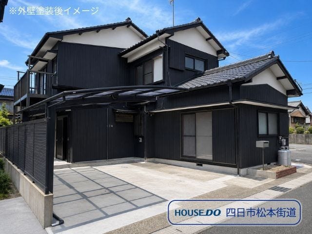 【外観】
2026年4月に開校した、桑名市で初めての小中一貫校の多度学園校区です。並列駐車2台可能。1台はカーポート付きです♪
※外観塗装後イメージ