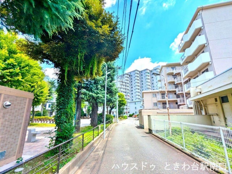 豊かな緑に包まれた周辺環境。散歩を楽しめる公園も近く、穏やかな日常を過ごせるロケーションです。