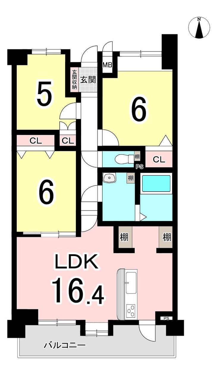 【間取り】
【洋室3部屋】
3つの洋室があるため、家族それぞれの個室を確保しやすく、寝室・子ども部屋・書斎など、ライフスタイルに合わせて自由に使い分けられます。