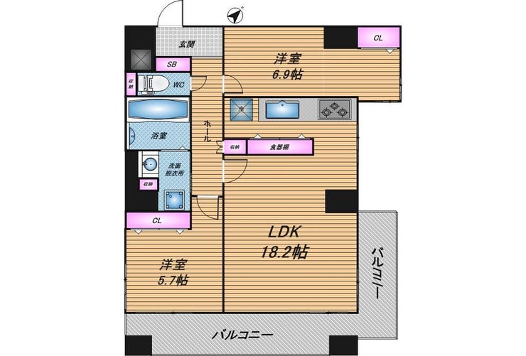 【間取り】
【2LDK 間取り】