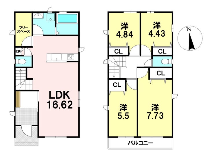 【間取り】
【B号棟】敷地面積:125.35㎡(約37.91坪) 建物面積:93.98㎡(約28.42坪)