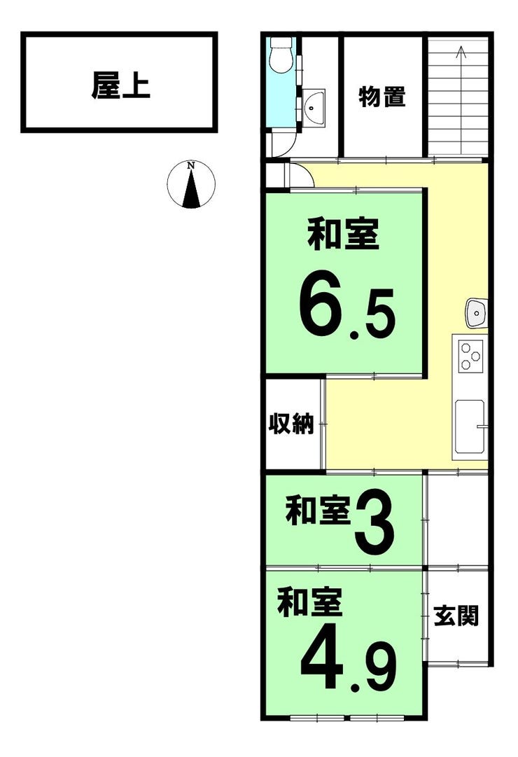 【間取り】
LDK約12.9帖を中心に3部屋を配置。全居室に収納を備え、家事動線にも配慮された使い勝手の良い3LDKです。