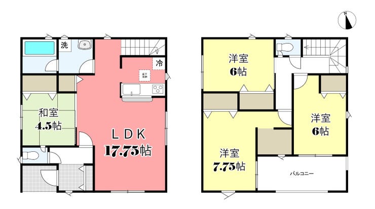 【間取り】
2026年11月完成予定☆
土地面積/173.11㎡(53.36坪)
建物面積/99.63㎡(30.13坪)
4LDK