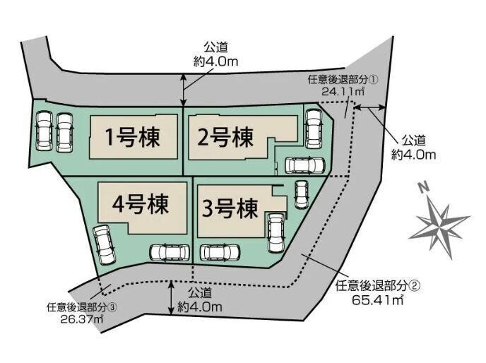 ■3号棟、車3台駐車可能(内軽自動車1台)■