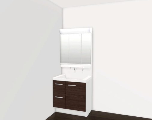 【Washroom】毎朝の準備がスムーズに。広めの洗面台と収納が使いやすい洗面所です。