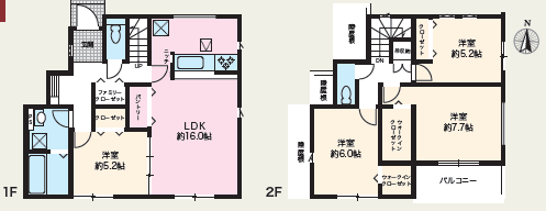 【間取り】
【SIC・ファミリーCL・WIC付】駐車2台!スーパー・コンビニ・小学校まで徒歩10分圏内!長期優良