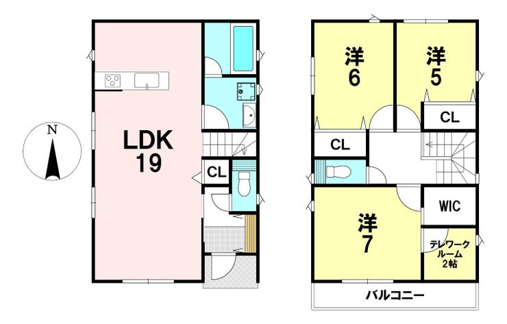 【間取り】
【2号棟】最終1棟となりました! 敷地面積:118.46㎡ 建物面積:90.72㎡