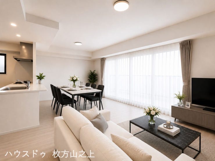 【リビング】
家具配置イメージがしやすい、開放感あふれるLDK。ゆったりとした時間を過ごせる上質な空間です。