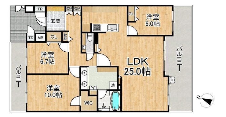 【間取り】
■3LDK■専有面積112.00㎡■バルコニー面積26.04㎡