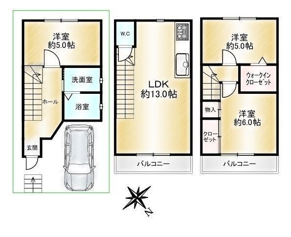 【間取り】
■3SLDK■土地面積56.09㎡■建物面積75.69㎡