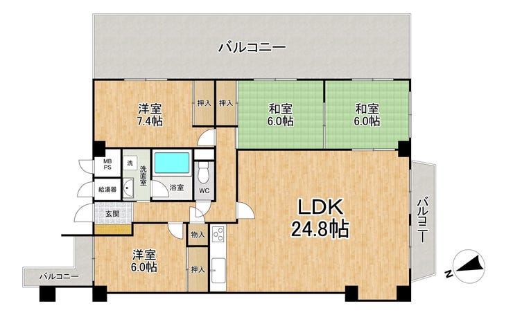 【間取り】
■4LDK■専有面積107.17㎡■バルコニー面積31.76㎡