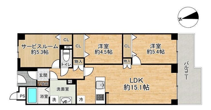【間取り】
■2LDK+S■専有面積67.43㎡■バルコニー面積8.23㎡
