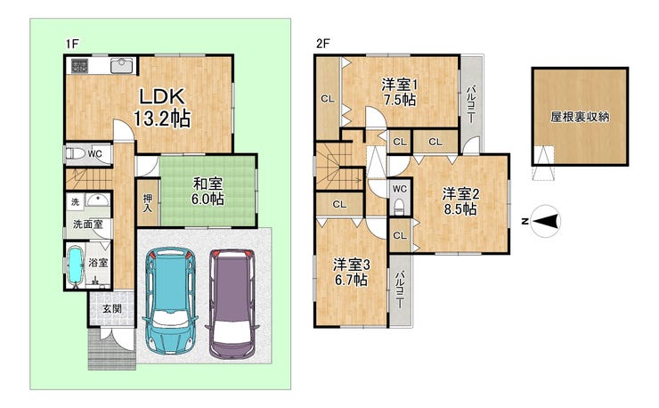 【間取り】
◆2階建て◆4LDK◆土地面積103.75㎡◆建物面積103.27㎡